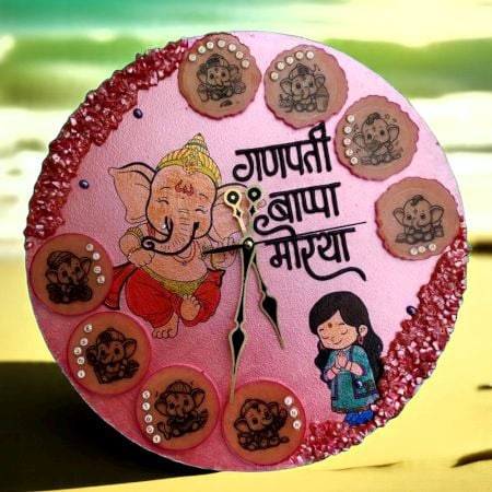 Handcrafted Ganesha Resin Art Wall Clock